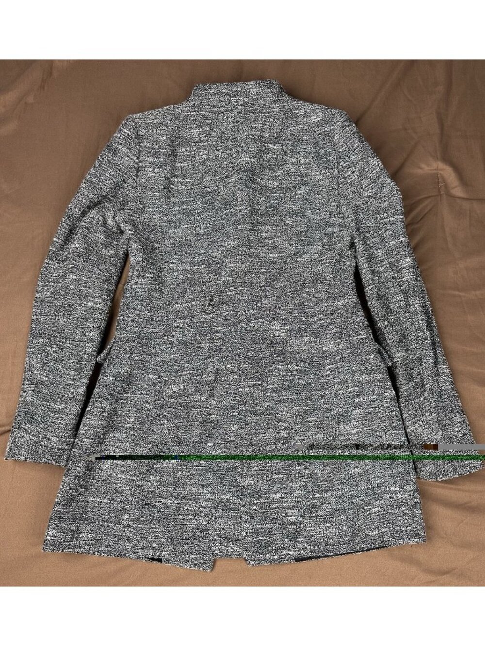 Zara Basic Gray Tweed Jacket Asymmetric Collar Coat Women's Size M - Picture 10 of 11